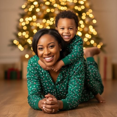 Holiday mom and child